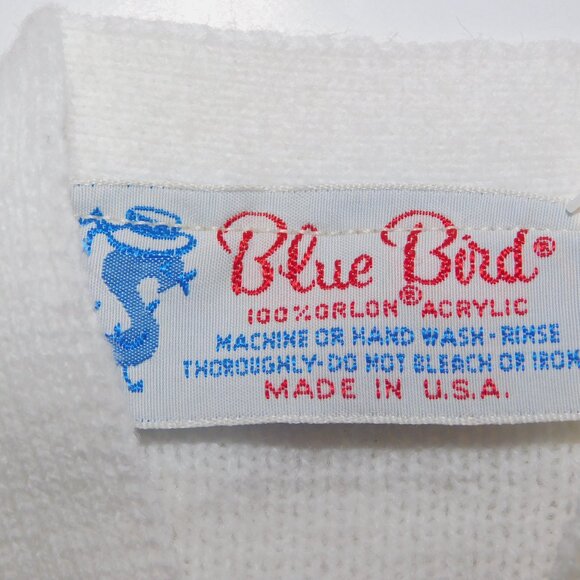 VTG Blue Bird Knitwear Baby 12M Cardigan Sweater White Red Bear Monkey with Tag - Picture 5 of 8